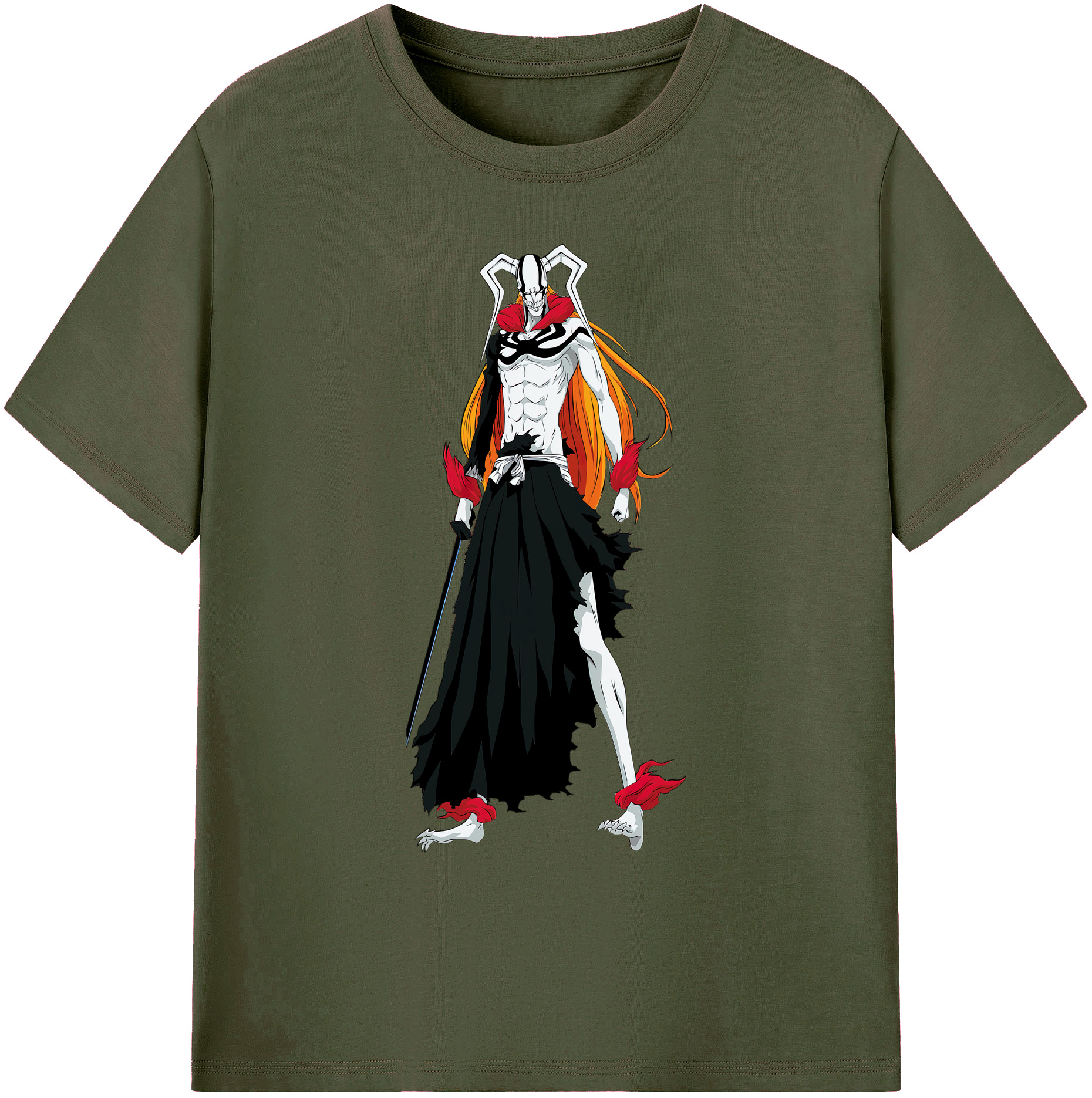 （画像用） ブリーチ 黒崎一護（くろさき いちご）BLEACH Kurosaki Ichigo 綿100％ メンズ半袖Tシャツ｜肌触りやわらか＆通気性